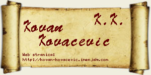 Kovan Kovačević vizit kartica